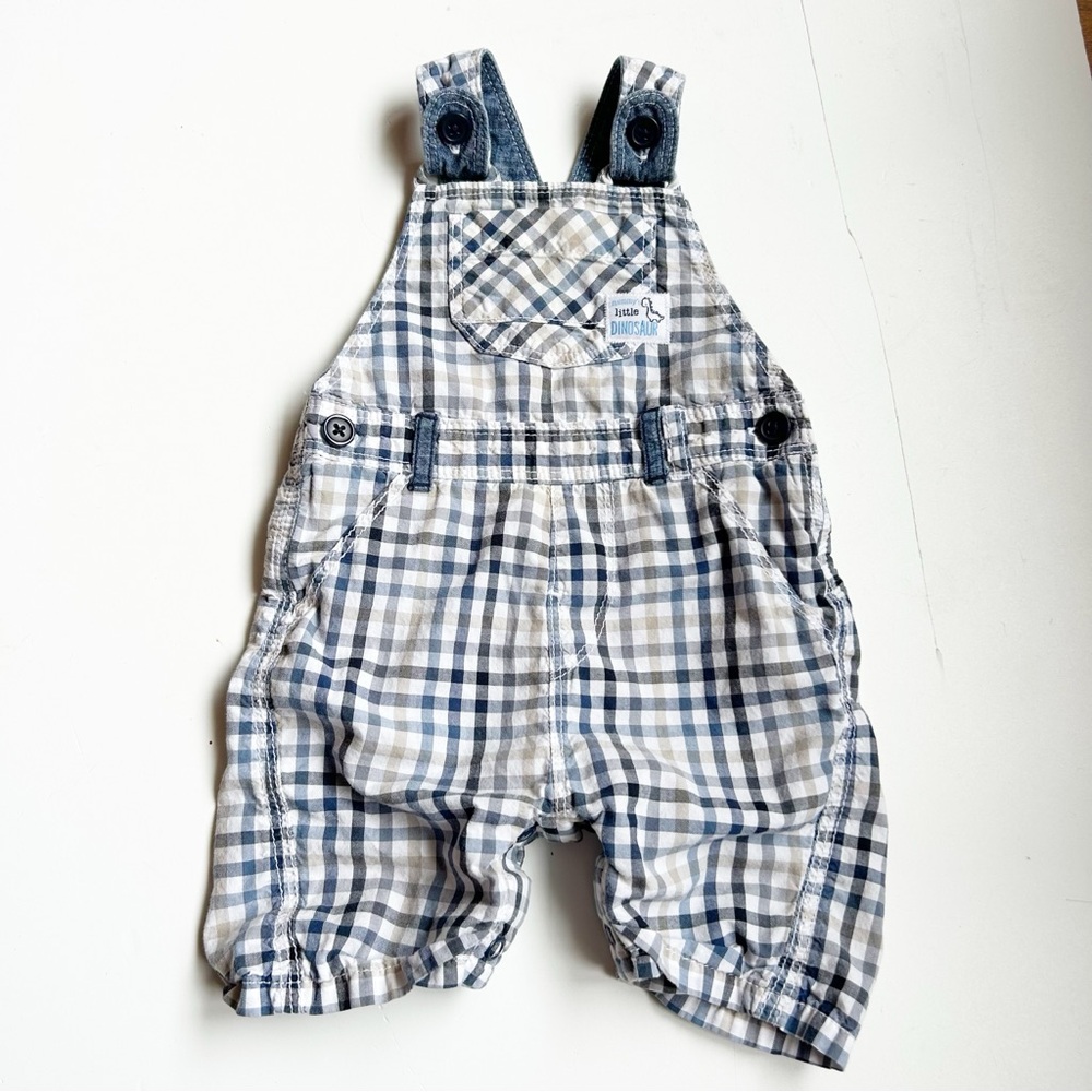 George Blue and White Plaid Overall Shorts Size 3-6 months Summer Cotton